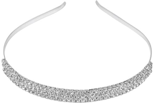FERCAISH Kristall Diadem Haarband, Strass Haarreif, Silber Brautschmuck Stirnband, Single Drainage Diamant Haarband für Haarschmuck geeignet für Hochzeiten, Tänze, Alltag