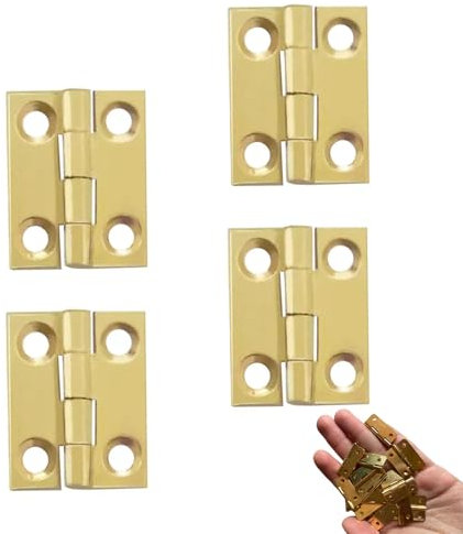4 Pcs Door Hinges 25mm × 20mm,Brass Folding Butt Hinges Furniture Cabinet Butt with Hinge Fixing Screws,for Internal External Doors,Copper Small Hinges Door,for Wooden Doors