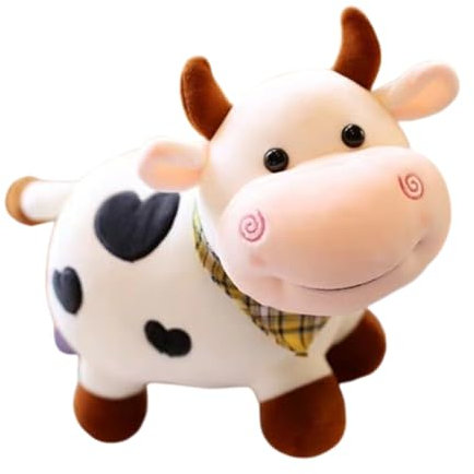 Champracer Plüschtier Kuh Mit Schal, 30 cm Süßes Weiches Babyspielzeug (30x15 cm, Weiß)