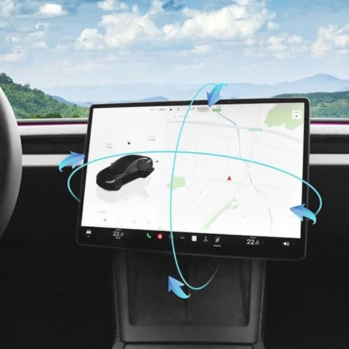 AAMHHM Support pivotant pour écran Tesla Model 3 Highland 2024 Gauche/Droite 30° Haut/Bas 15° Rotation Quatre Directions Support Rotatif pour écran Tesla en Alliage d'aluminium
