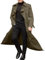 Herren und Winter langer Trenchcoat Zweireiher Mäntel Gürtel lose Jacke Geldbörse Herren (Khaki, XL)