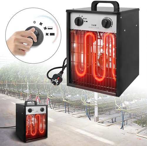 ACXIN Elektroheizer Heizlüfter,Elektroheizung mit 3 Heizstufen Profi-Industrie Heizgerät Überlastschutz Elektroheizgebläse für Innen- und Außenbereich (3000 W)