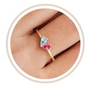 TOSGMY Mothers Day Gifts Gold Heart Birthstone Rings for Women Non Tarnish Stackable Pinky Ring Dainty 14K Gold Plated CZ Gemstone Ring Wedding Promise Ring Birthday Jewelry Gift for Mom