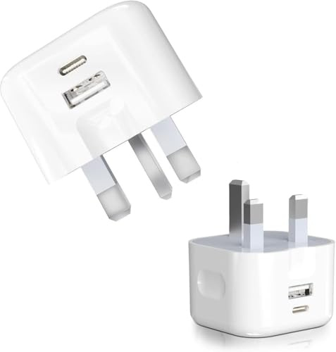 20W USB And Type C Fast Charger Plug For Galaxy S25 Edge/S24/S25 Ultra/ S23/ Z Fold 6/Flip 6/ A36/A56/A16/ A25 iphone 16 Pro/15/14/13/11 20W Dual Port USB + USB C PD Wall Plug Travel Fast Charging