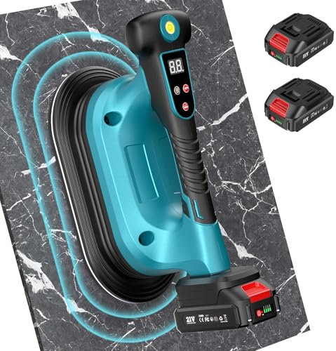 SEESII Vibratore per Piastrelle 285 mm, 2-in-1 Ventosa Vibrante per Piastrelle & Strumento di Vibrazione, 12 Velocità, Batteria 10 Ore, Livella – Vibratore Piastrelle per Formati Grandi (K919B)