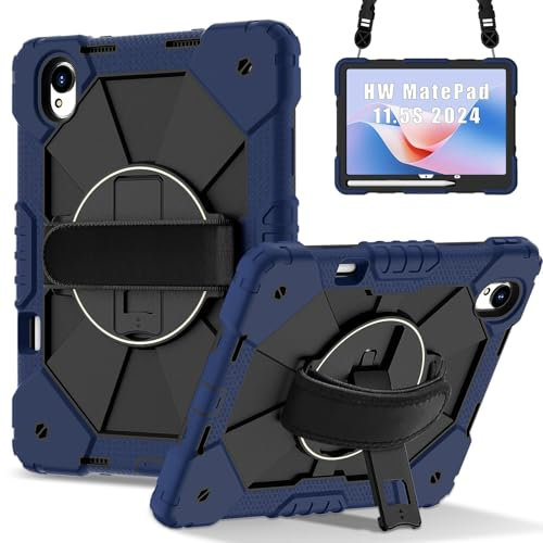 Cassa del tablet Borse Compatibile con Huawei MatePad 11.5S 2024 Custodia antiurto Compatible with bambini, [Supporto] [Tracolla] Supporto Compatible with cinturino da polso girevole a 360 gradi, cust