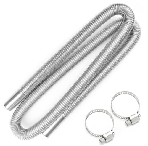 Abgasrohr für Standheizung, 100 cm Edelstahl Abgasschlauch mit 2 Klammern, Kompatibel mit Auto, Diesel-Heizung & Stromerzeuger, Auspuffrohr für Standheizungen