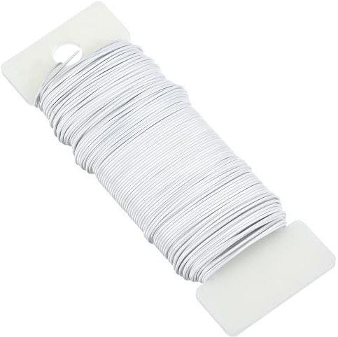 Tyqour 1 rotolo di filo per fiori bianco, 1 mm x 35 m, filo sottile per gioielli, filo per fiori, filo per bricolage, per composizioni floreali, fai da te