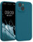 kwmobile Handyhülle kompatibel mit Apple iPhone 15 Hülle - gummierte Handy Case aus Silikon in Petrol matt