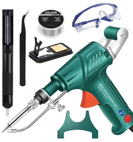 Internally Heated Industrial Laser Welding Tools, Portable Multi-Function Soldering Iron Soldering Gun Set, 60W Manual Soldering Gun, 3-in-1 with Rust Removal/Cutting/Weldings (Green, Internal Heat)