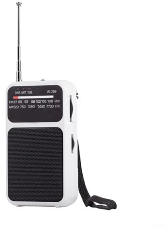 Radio Pequeña, Radio AM/FM, Funciona Con Pilas, Recepción De Frecuencia Amplia, Con Botón De Control Giratorio, Se Puede Utilizar En Casa O Al Aire Libre(White)