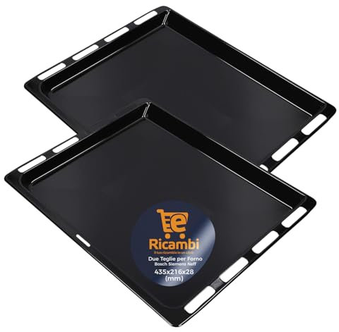 eRicambi® 2x Teglie Forno Smaltate 46,5x37,5x2,9 cm - Compatibile con Bosch HBA23B150J, Siemens HB23AB550E, Neff B15P42N0, Constructa CF1M00050