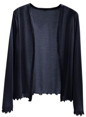 2025 Cardigan Mujer,Cárdigan Verano para Mujer Color Liso Bolero de Manga Largo Frente Abierto Ajuste Holgado Chaquetas Fino Casual Verano Playa Cover Up Suéter Básico Ligero Kimono