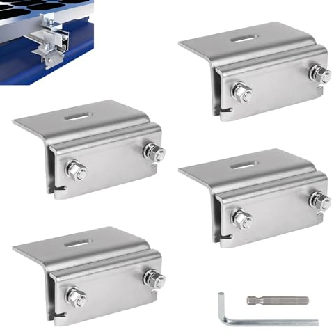 SUPAWAY Lot de 4 Attaches pour toiture en acier inoxydable 304 Fixations solaires pour panneaux photovoltaïques, toitures métalliques joints debout, panneaux solaires, résistantes corrosion durables