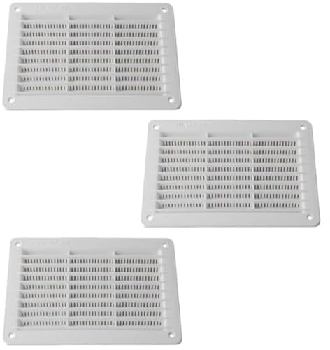 Set 3 pezzi - Griglia Aerazione Rettangolare 200x150 mm PP Bianco Incasso Lamelle Fisse Ventilazione Cucine Bagni Fissaggio a Vite