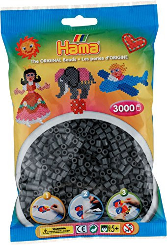 Hama Perlen Beutel | ca.3000 Midi Sicherungsperlen | Mosaik Deko Kunst & Basteln für kreative Kinder ab 5 Jahren | Dunkelgrau