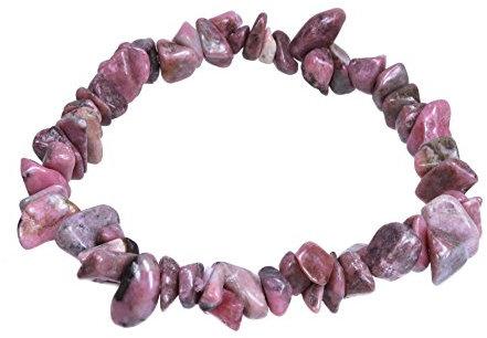 Lebensquelle Plus Rhodonit Splitterarmband | Handgefertigtes Elastisches Stretch Splitter Armband | Echter natürlicher Edelstein (Rhodonit)