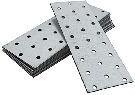 OMIDEAS 10 x Flat Joining Plates (160 x 60 x 2) Connecting Perforated Metal Brace Bracket Timber Wood Fixing Galvanised Steel Repair Connector