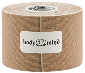 Body & Mind® Kinesiologie-Tape Bandage Sport-Tape; 5 Meter, antiallergen & wasserfest, medizinische, flexibel & hautfreundlich für Sport, Freizeit, Physiotherapie und Medizin (5 cm, Braun)