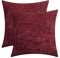 CaliTime Kissenbezüge Kissenhülle 2 Stück Cosy Kissenbezüge für Couch Sofa Heimdekoration Solide Gefärbt Weich Chenille 50cm x 50cm Burgunderrot