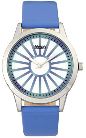 Crayo Electric Quartz Blue Leather Silver Unisex Watch CRACR5005