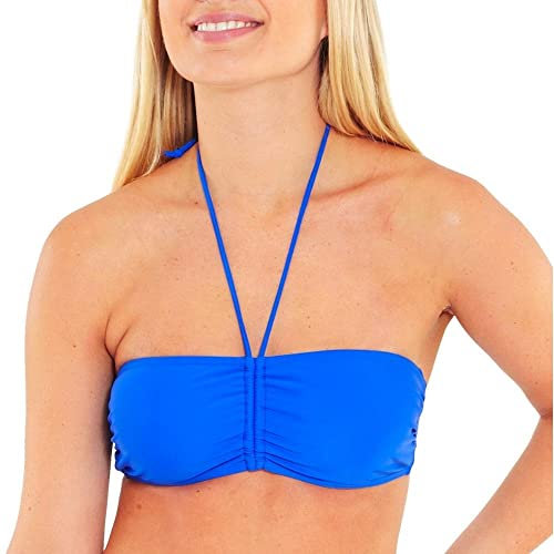 Scuba Women's Mix & Match Plain Printed Bikini Bandeau Top Non-Wired UK Seller - Cobalt Blue - Size 12
