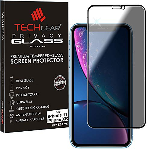 TECHGEAR Anti Spy Screen Protector for iPhone 11, iPhone XR - PRIVACY 3D GLASS Edition Genuine Tempered Glass Full Screen Protector Guard Cover Compatible with Apple iPhone 11 & iPhone XR 6.1