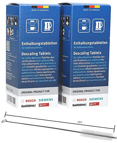 LUTH Premium Profi Parts 2 x 6 pastilles détartrantes pour machine à café Tassimo convient pour Siemens 00311864 311864 TZ60002 Set avec brosse de nettoyage