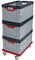 Auer Faltbox FB 64/42 3er Set mit Rollwagen | Klappboxen 60x40x42cm, 87L | 3X Transportbox mit rotem Transportwagen | Lagerbox stapelbar und faltbar | Kommissionierbox stabil