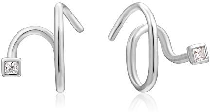 Ania Haie Damen-Ohrstecker Twist Square Sparkle 925er Silber Zirkonia One Size 88045823