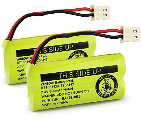 VANBOW BT183342/BT283342 2.4V 800mAh Ni-MH Battery Pack, Compatible with AT&T VTech Cordless Phone Batteries BT166342/BT266342 BT162342/BT262342 CS6709 CS6609 CS6509 CS6409 EL52100 EL50003 (Pack 2)