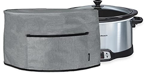 Crutello Crock Pot Cover- Small Appliance Dust Cover Measuring 18.57 x 8.5 x 11.75 Compatible with Hamilton Beach and Crock Pot 6, 7 or 8 Quart Slow Cookers