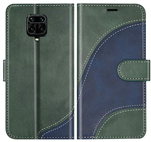 BoxTii Coque pour Xiaomi Redmi Note 9 Pro/Redmi Note 9S, Portefeuille Etui en Cuir PU, Magnétique Protection Housse Coque pour Xiaomi Redmi Note 9 Pro/Redmi Note 9S, Vert