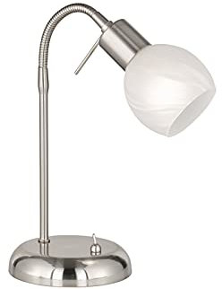 Schreibtischleuchte mit Flexarm und Glasschirm weiß, Höhe 40cm