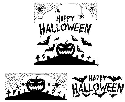 GIVBRO Halloween Kürbis-Wandaufkleber, Spinnennetz, Fledermäuse, Fensterbild, für Bar, Zuhause, Zimmer, Party-Dekoration