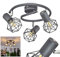 Deckenleuchte Gullspang, runde Deckenlampe im Industrial Design, Metall in Anthrazit/Chromfarben, moderne Leuchte m. Schirmen in Gitter-Optik u. Lichteffekt, 3-flammig, E14-Fassung, ohne Leuchtmittel