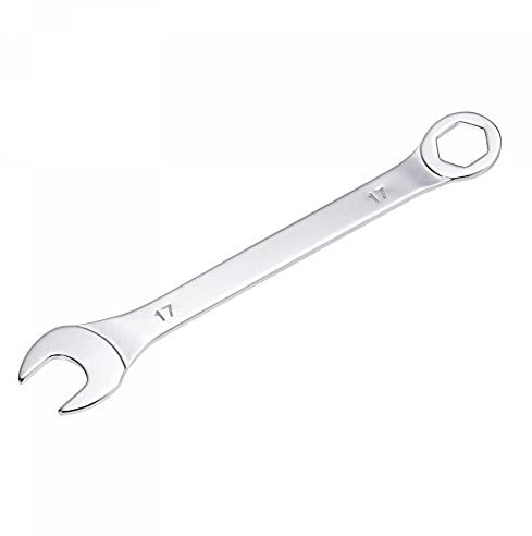 sourcing map Dünn Ring Maulschlüssel mit Offset 6-Punkt Ende und Abgewinkelt Offen 17mm