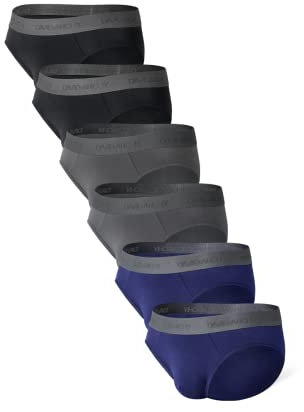 DAVID ARCHY Lot de 6 sous-vêtements légers Respirants en Viscose de Bambou pour Homme avec Braguette (Bleu Marine + Noir + Gris foncé, XL)