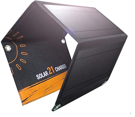 Portable 18V 21W Solar Charger Solar Panel Waterproof Foldable Solar Power Bank for Car Battery Mobile Phone Outdoor Hiking()