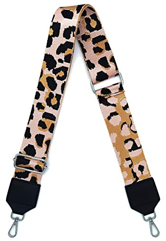 Verstellbarer Schultergurt Taschengurt Breit 5CM, Taschengurte zum Wechseln Mehrfarbiger Breiter Taschengurt Schulterriemen für Damen und Herren, Mädchen DIY Zubehör für Tasche(Leopard Rosa)