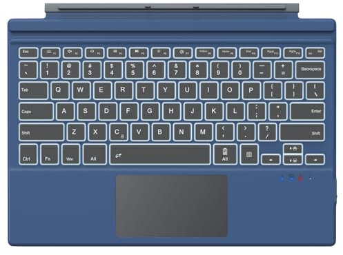 MoKo Tastiera Bluetooth QWERTY Compatibile con Surface PRO 7 plus/7/6/5/4/3, Tastiera Wireless, con Trackpad e LED Retroilluminata, Tastiera Inglese, Batteria Integrato, Indaco