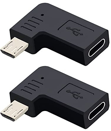 GELRHONR Angled Micro USB to USB C Adapter, 90 Degree Type C Data Transfer Connector for Smartphone, Dash Cam, Car Navigation System - 2PCS (Right Angle)