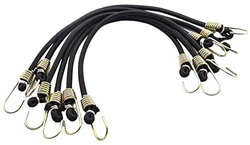 JINGLING 10 Stück Spanngummi mit Haken, 30cm Extra Stark Spanngurte Bungee-Schnüren, Durchmesser 4 mm Schwarze Bungee-Seile für Outdoor, Gepäckträger, Campingplanen, Handkarren