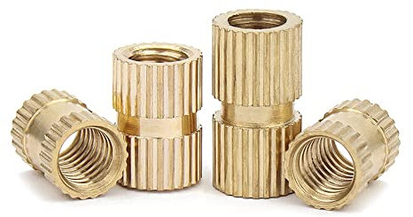50Stück M4×6.3mm×20mm Innengewinde Rändelmessing Gewindeeinsatz Einbettungsmutter