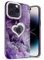 VENA vLove Marble Case Compatible with Apple iPhone 14 Pro Max (6.7-inch), Heart Shape (Magsafe Compatible) Dual Layer Slim Hybrid Bumper Case Cover - Purple