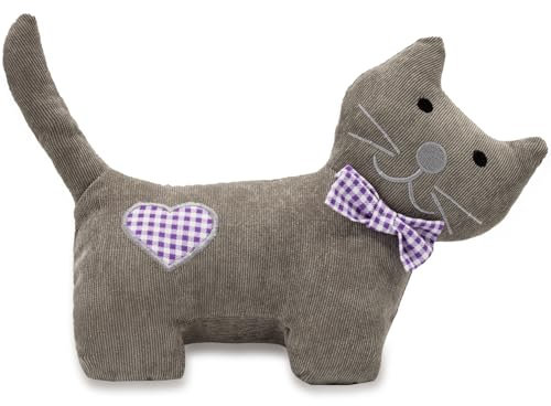 SANFERGE Door Stopper, Fabric Animal Weighted Heavy, Gray Purple Cat, Decorative Home and Office