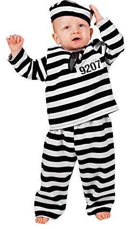 W3038-80 schwarz-weiß Baby Kleinkinder Kinder Junge Sträfling 3 tlg. Gr.80