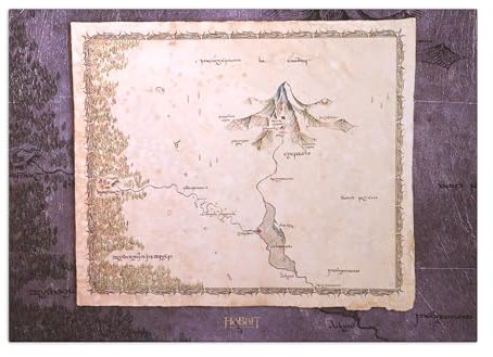 Displate Offiziell Middle Earth MetallPoster Magnetische Befestigung Inklusive Lizenziert Bilder Hochwertiges Poster Middle-Earth Maps - Hobbit Map 45 cm x 32 cm