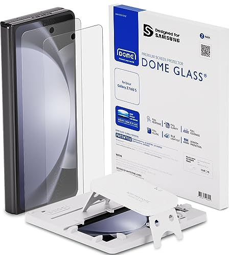 DOME GLASS Whitestone Screen Protector for Samsung Galaxy Z Fold 5, Full Tempered Glass Shield with Liquid Dispersion Tech + UV Lamp [Easy Install Kit] - 2 Pack