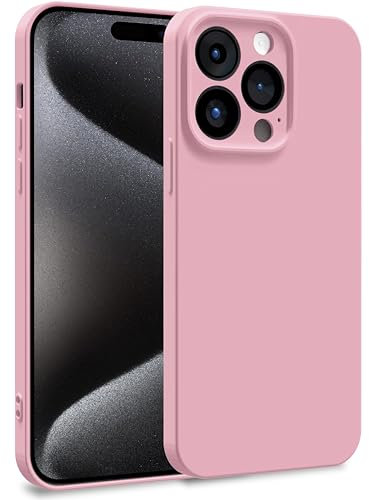 MyGadget Cover per iPhone 15 Pro - Custodia in Silicone Morbido a Doppio Strato – Case con Protezione Fotocamera & Fodera Interna Antigraffio - Rosa pallido